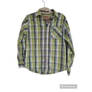Boy's Green/Blue Plaid Button Down | Ruff Hewn Size 10/12